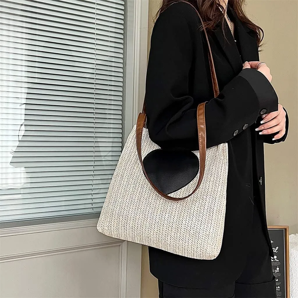 Women Woven Beach Basket Bag Handmade Crossbody Bag Rattan Small Handbag Bohemian Casual
