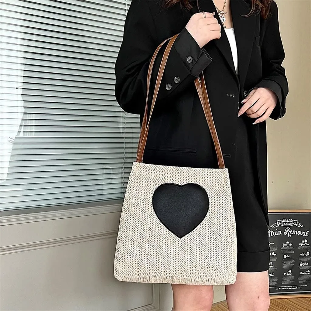 Women Woven Beach Basket Bag Handmade Crossbody Bag Rattan Small Handbag Bohemian Casual