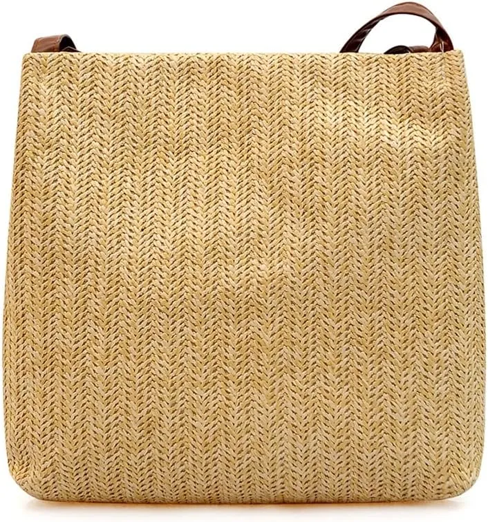 Women Woven Beach Basket Bag Handmade Crossbody Bag Rattan Small Handbag Bohemian Casual