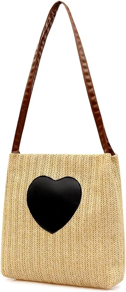 Women Woven Beach Basket Bag Handmade Crossbody Bag Rattan Small Handbag Bohemian Casual
