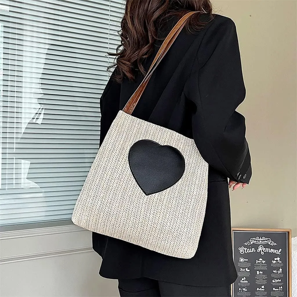 Women Woven Beach Basket Bag Handmade Crossbody Bag Rattan Small Handbag Bohemian Casual