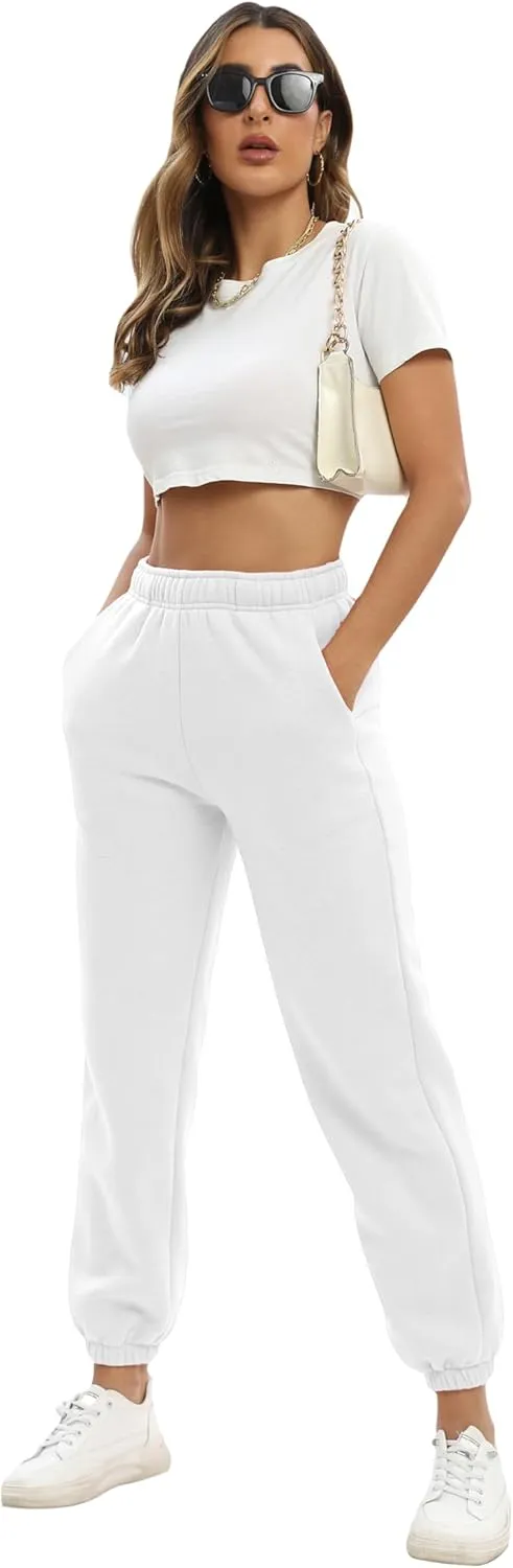 Women's Casual Fleece Sweatpants High Waisted Cinch Bottom Lounge Baggy Joggers Pants