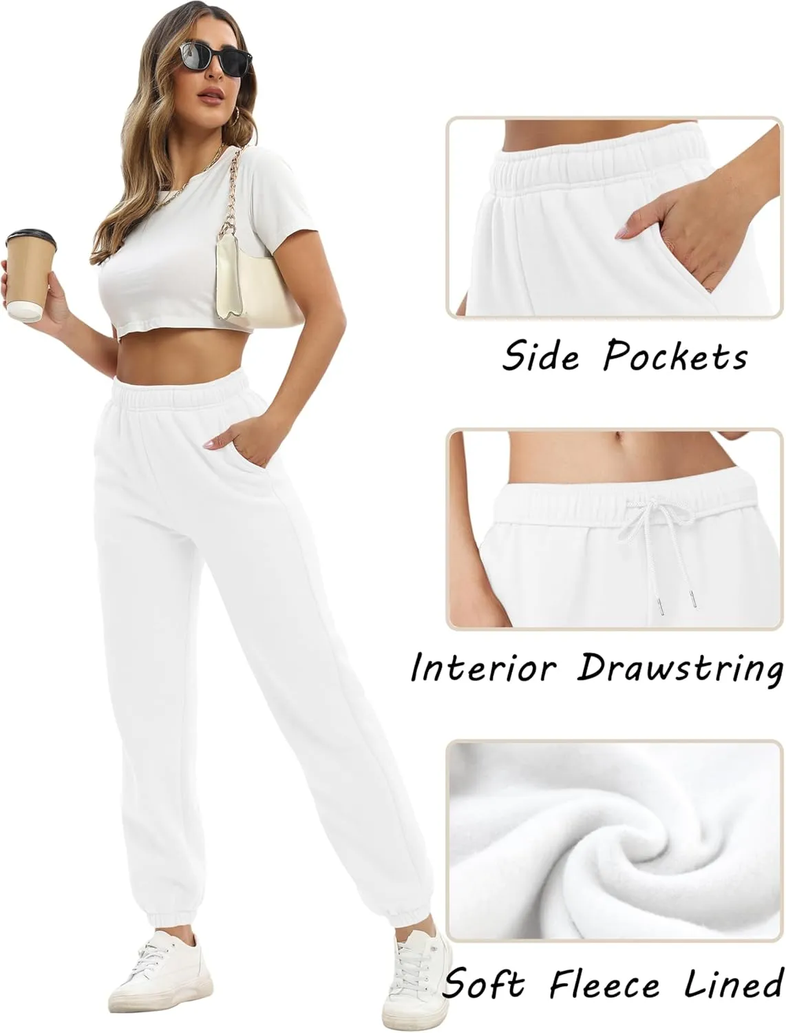 Women's Casual Fleece Sweatpants High Waisted Cinch Bottom Lounge Baggy Joggers Pants