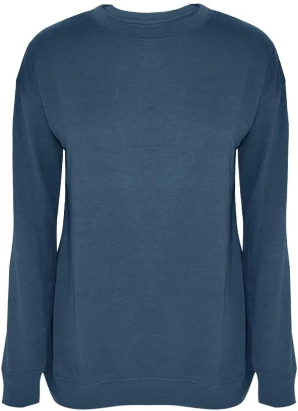 Women's Fall Long Sleeve Pullover Tops Casual Round Neck Sweatshirt
