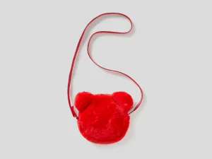 Womens Fleece Teddy Bear Shaped Side Sling Bag