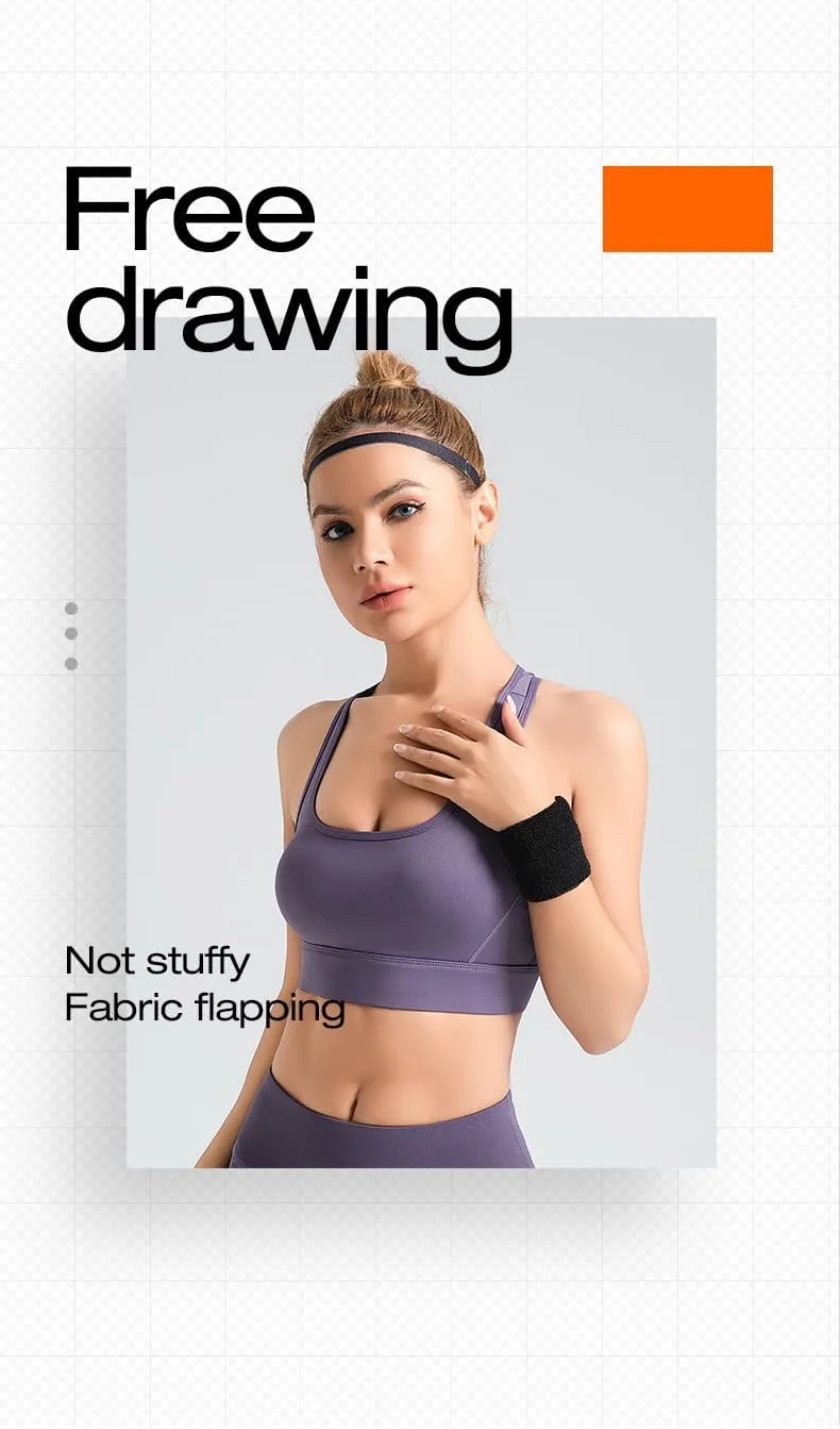Womens High Strength Sports Bra Shock Absorbing Fitness Beauty Back Sports Buckle Solid Color Vest Top