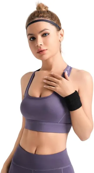 Womens High Strength Sports Bra Shock Absorbing Fitness Beauty Back Sports Buckle Solid Color Vest Top