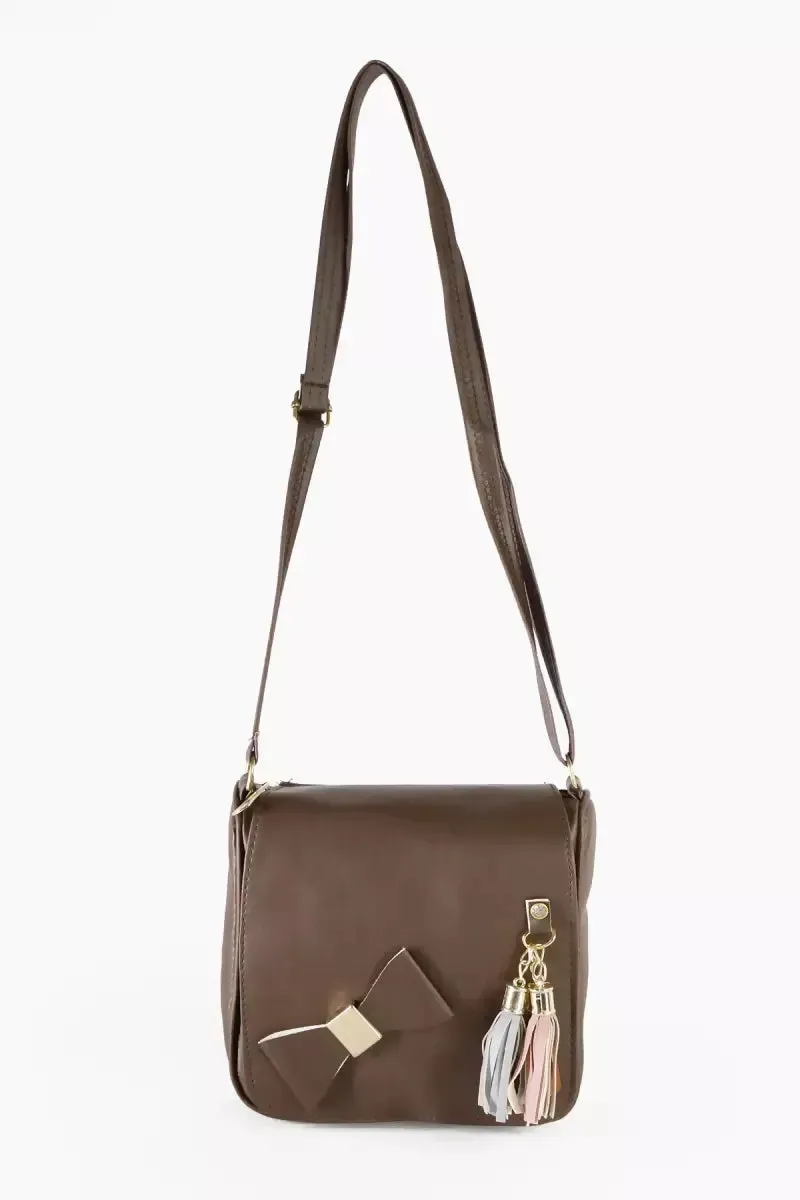 Women's Magnetic Closure Small Sling Bag - Dark Brown