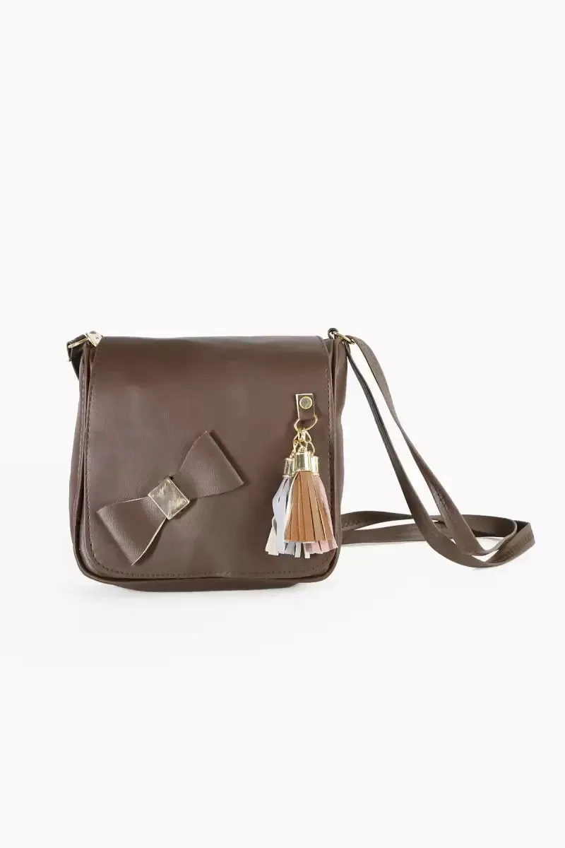 Women's Magnetic Closure Small Sling Bag - Dark Brown