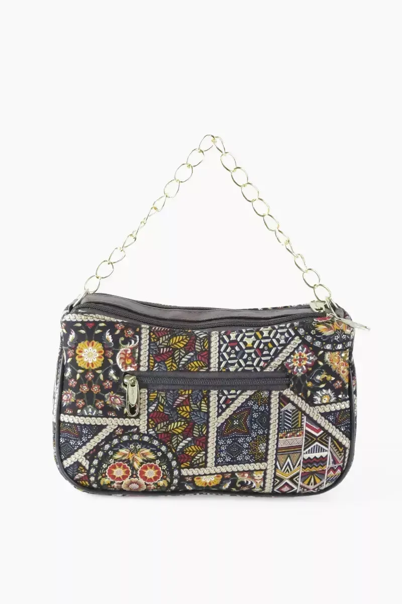 Women's Multi Printed Sling Bag - Black