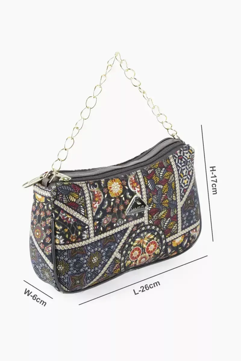 Women's Multi Printed Sling Bag - Black