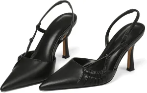 Womens Slingback Kitten Heel Closed Pointed Toe Stiletto Pumps 2025 Ankle Strap for Wedding Party Daily Dress Shoes