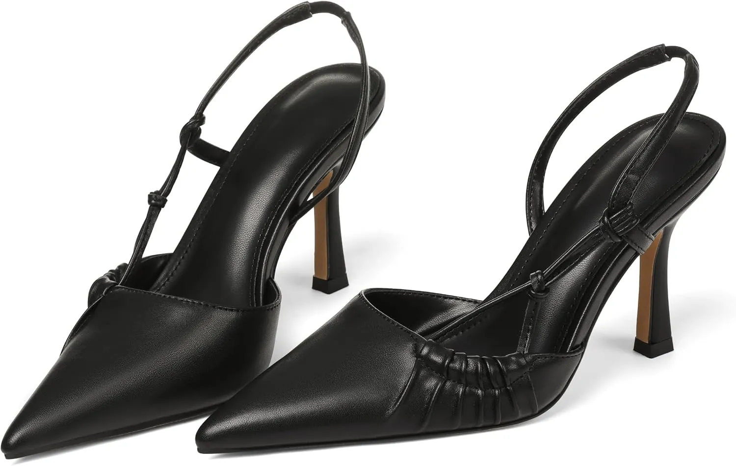 Womens Slingback Kitten Heel Closed Pointed Toe Stiletto Pumps 2025 Ankle Strap for Wedding Party Daily Dress Shoes