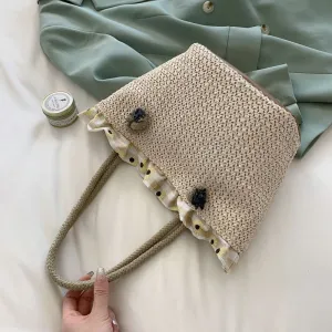 Women's Straw Korean Woven Large Capacity Holiday Crossbody Bags