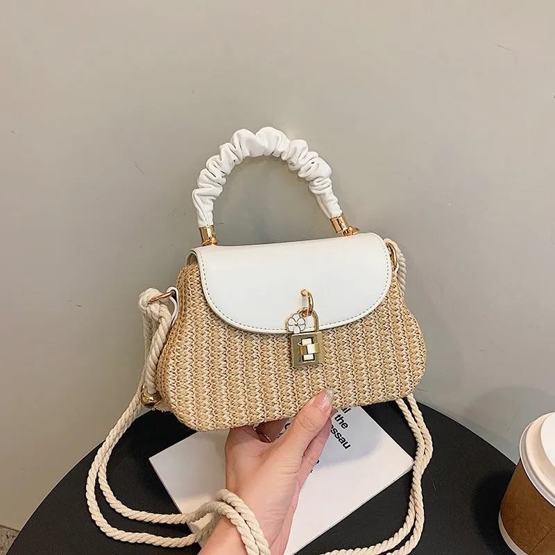 Women's Summer Straw Fashion Box Pleated Beach Bags