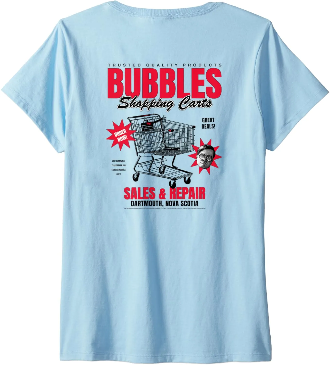 Womens Trailer Park Boys Front & Back Bubbles Shopping Carts V-Neck T-Shirt