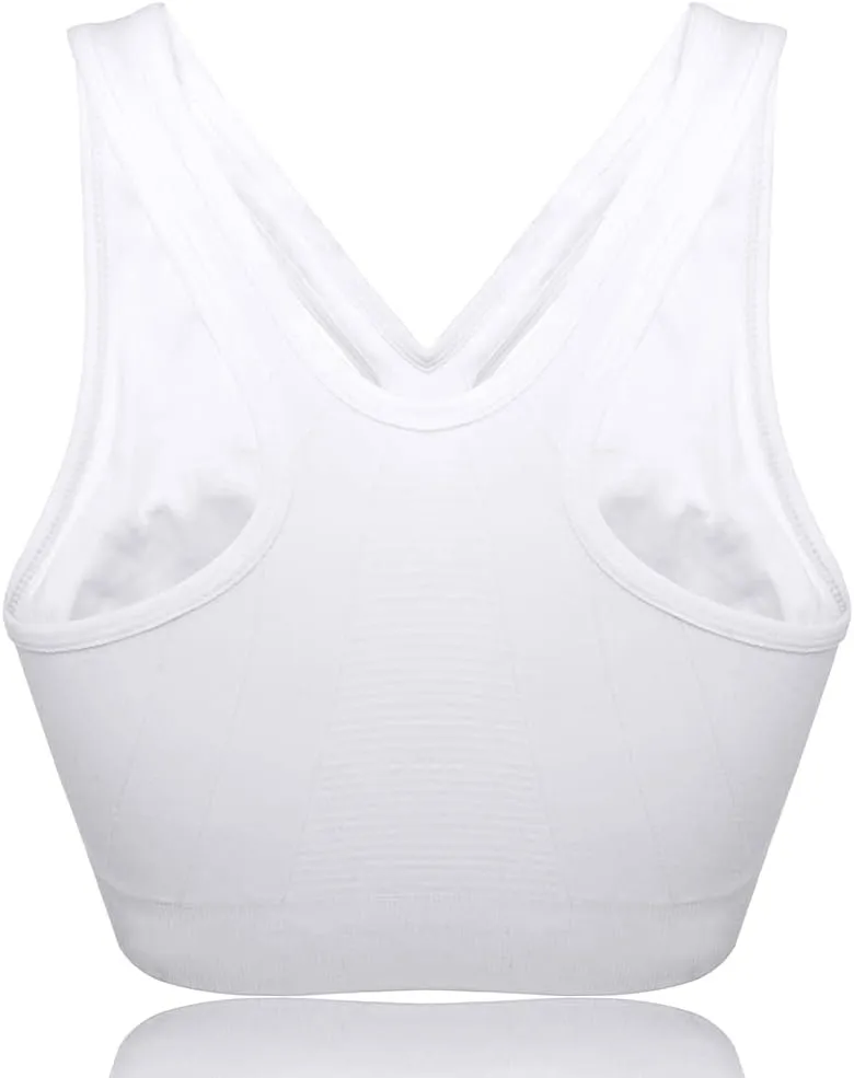 Women's Zip Front Sports Bra Wireless Post-Surgery Bra Active Yoga Sports Bras
