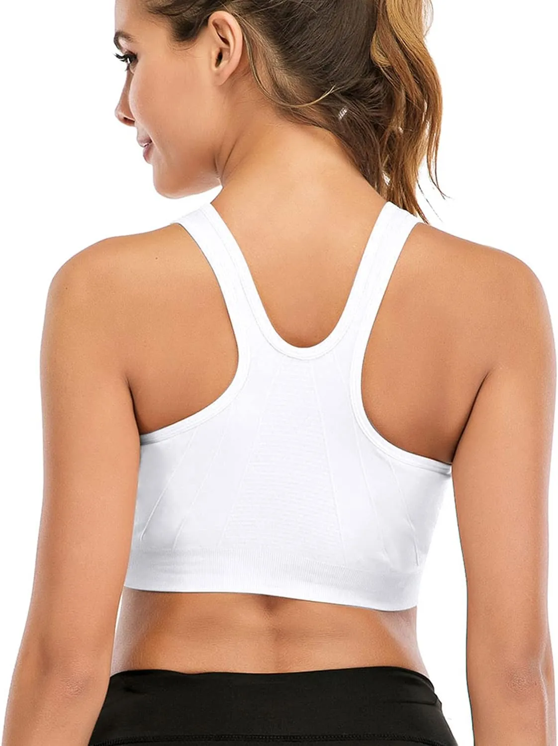 Women's Zip Front Sports Bra Wireless Post-Surgery Bra Active Yoga Sports Bras