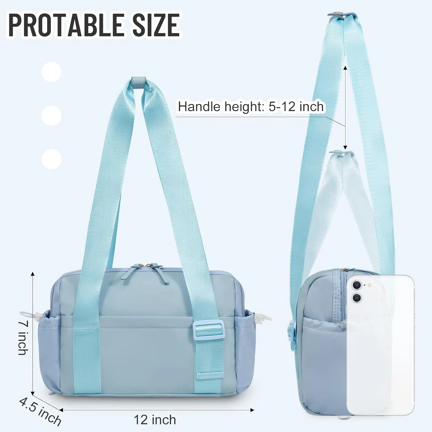 WOOMADA Waterproof Small Gym Bag for Women Mini Duffle Bag with Wet Compartment Cute Workout Yoga Fitness Sport Tote(Sky Blue)