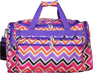 World Traveler Chevron 22" Carry-On Duffel Bag – Lightweight Polyester with Adjustable Shoulder Strap
