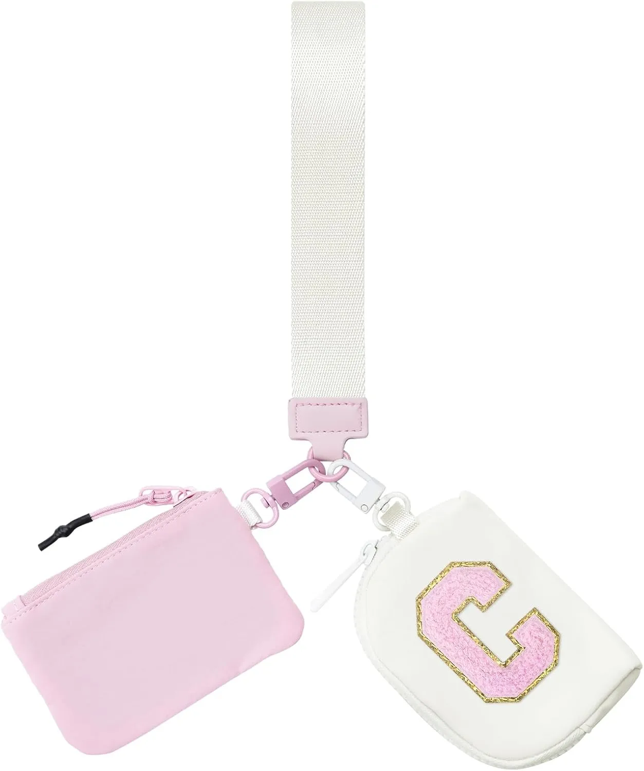 Wristlet Wallets for Women Key Chain Dual Pouch Purse Small Mini Coin Zip Around Bag Keychain Strap Card Holder