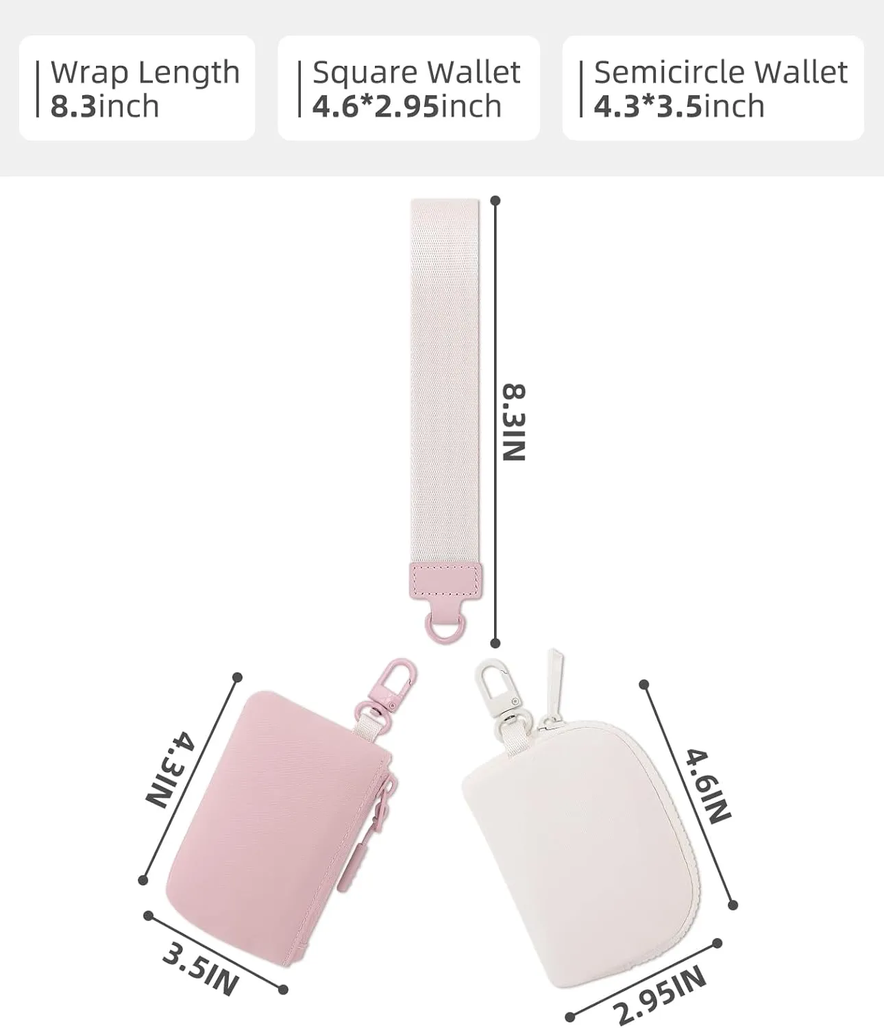 Wristlet Wallets for Women Key Chain Dual Pouch Purse Small Mini Coin Zip Around Bag Keychain Strap Card Holder