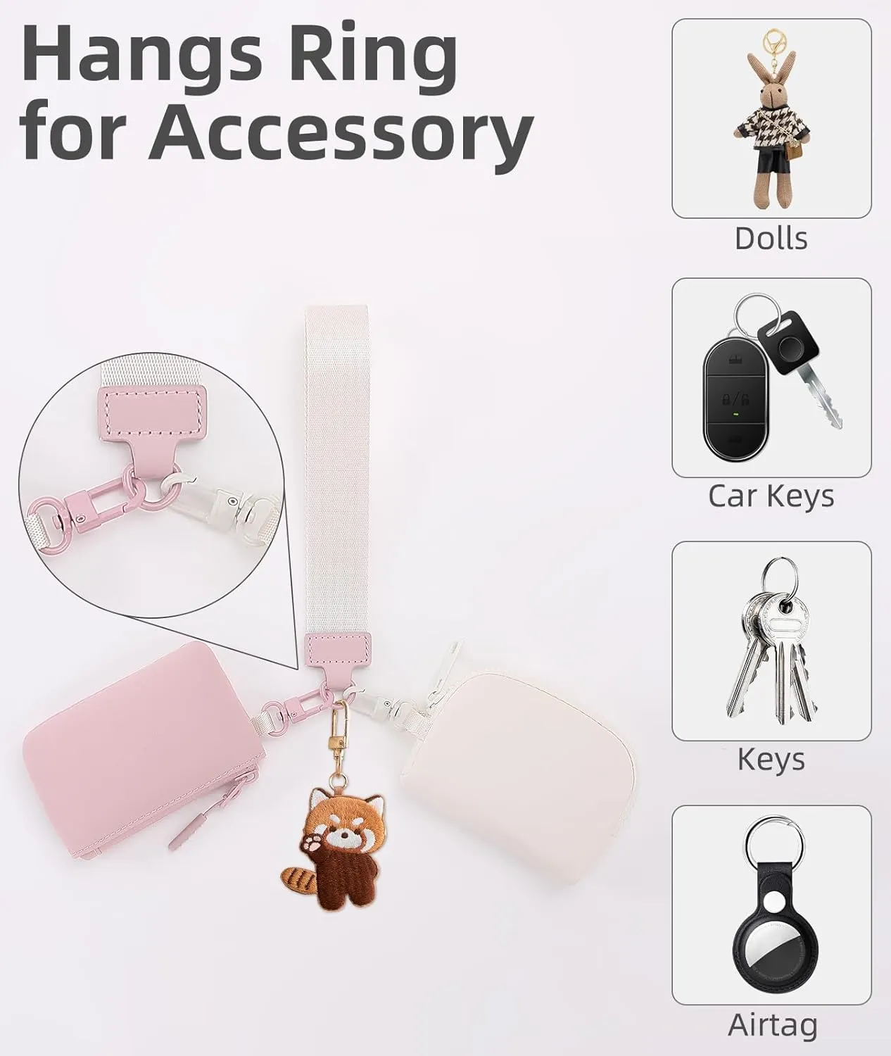 Wristlet Wallets for Women Key Chain Dual Pouch Purse Small Mini Coin Zip Around Bag Keychain Strap Card Holder