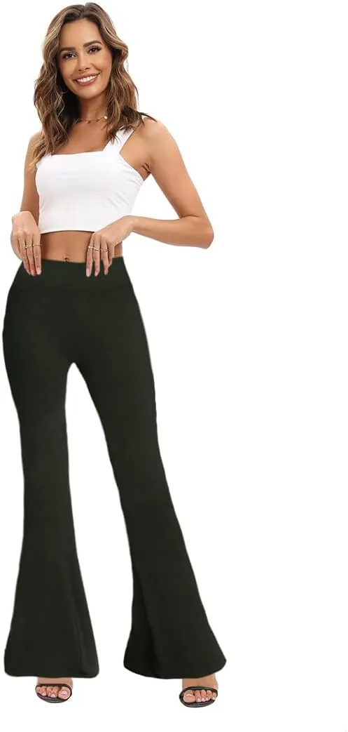 WSPLYSPJY Women's Print Stretch Bell Bottom Flare Palazzo Pants Trousers