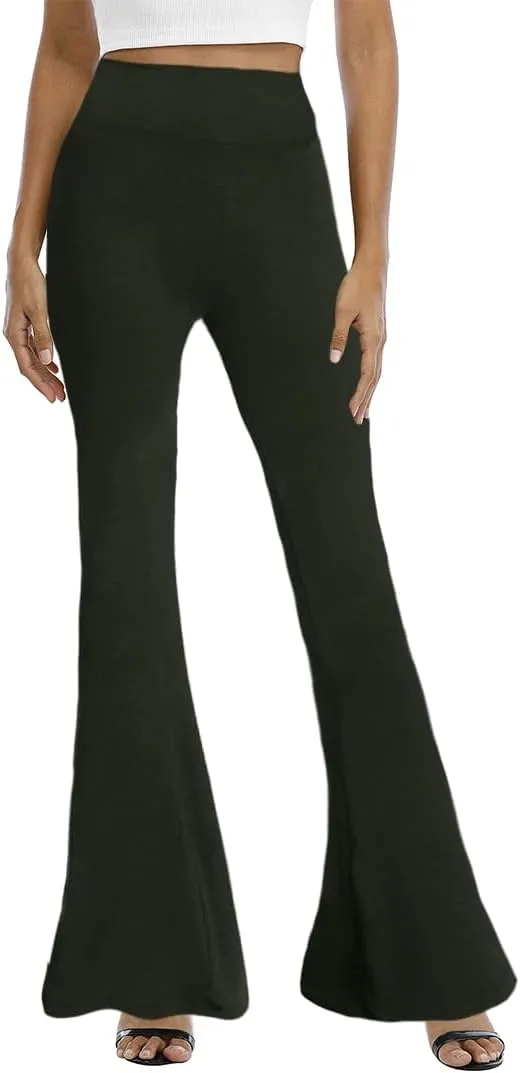 WSPLYSPJY Women's Print Stretch Bell Bottom Flare Palazzo Pants Trousers