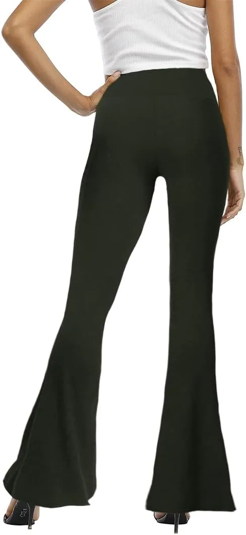 WSPLYSPJY Women's Print Stretch Bell Bottom Flare Palazzo Pants Trousers