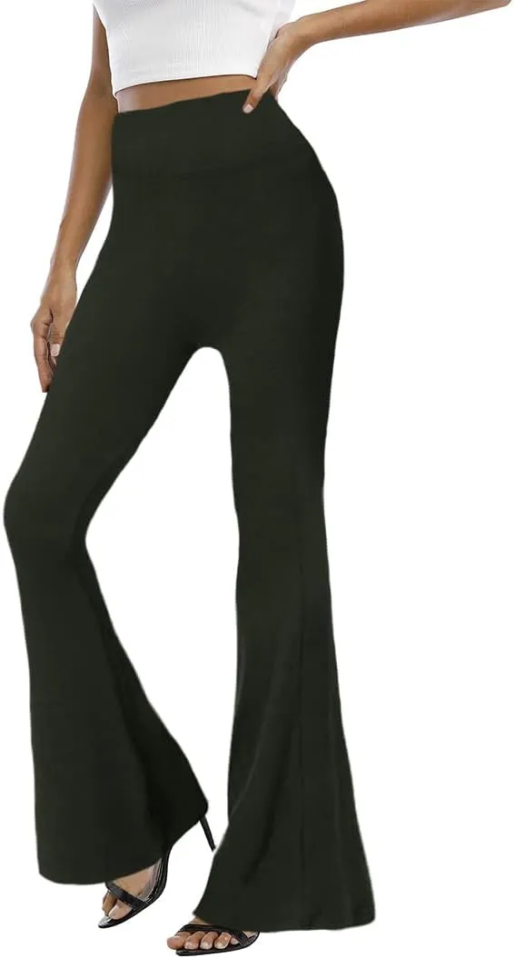 WSPLYSPJY Women's Print Stretch Bell Bottom Flare Palazzo Pants Trousers