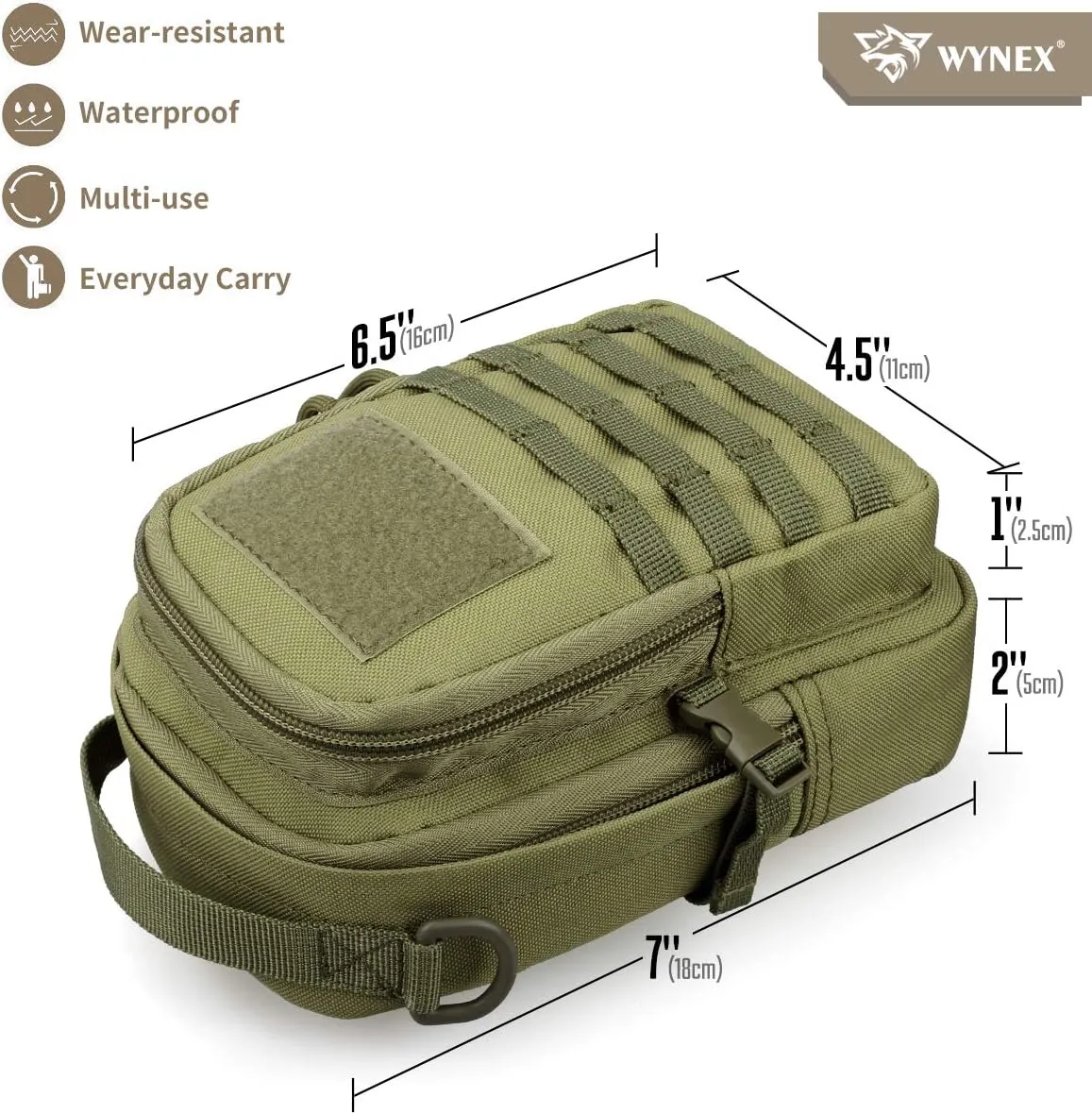 WYNEX Tactical Molle Pouch Small, EDC Utility Pouch Tactical Tool Pouches Bag Compact Multi-Purpose Waist Pouch Include Flag Patch, Mini Design of 3-Day Assault Backpack