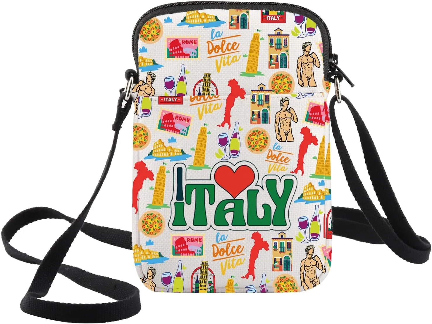 WZMPA Italy Travel Crossbody Bag Italy Souvenir Gifts Italy Culture Shoulder Bag Italy Vacation Merchandise