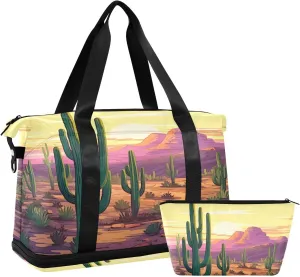 xigua Gym Bag Desert Sunrise Travel Duffel Bag - Sports Gym Bag with Dry Wet Pocket Cosmetic bag & Shoes Compartment for Women and Men