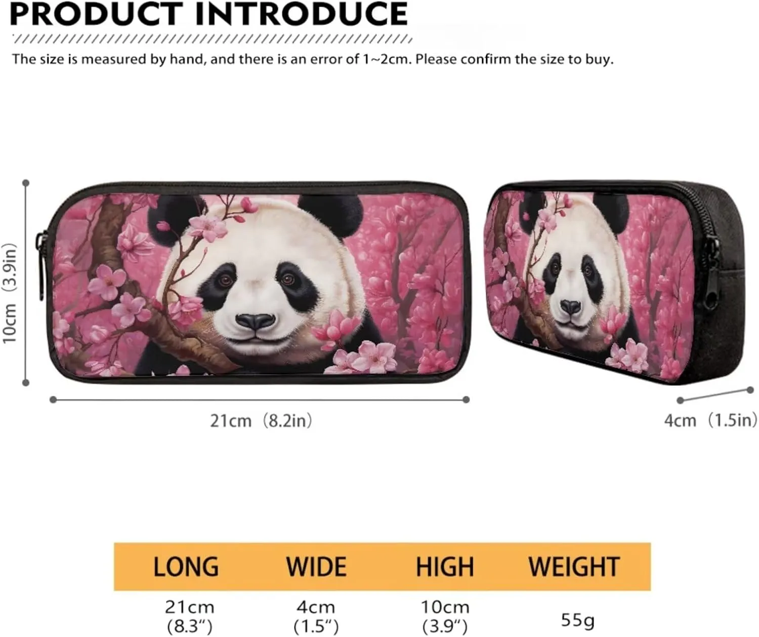 Xoenoiee Panda Pink Flowers Print Backpack Set with 17in Backpack Lunch Bag & Pencil Case, Schoolbag Sets for Boy Girl Students for School Travel Picnic