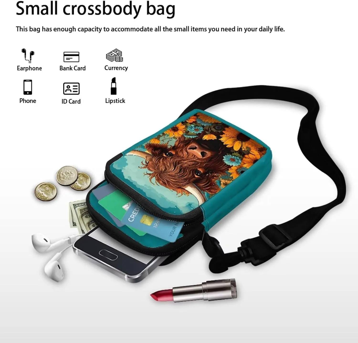 Xpyiqun Crossbody Phone Bag for Purse for Women Canvas Small Sling Shoulder Handbag Cross Body Pouch