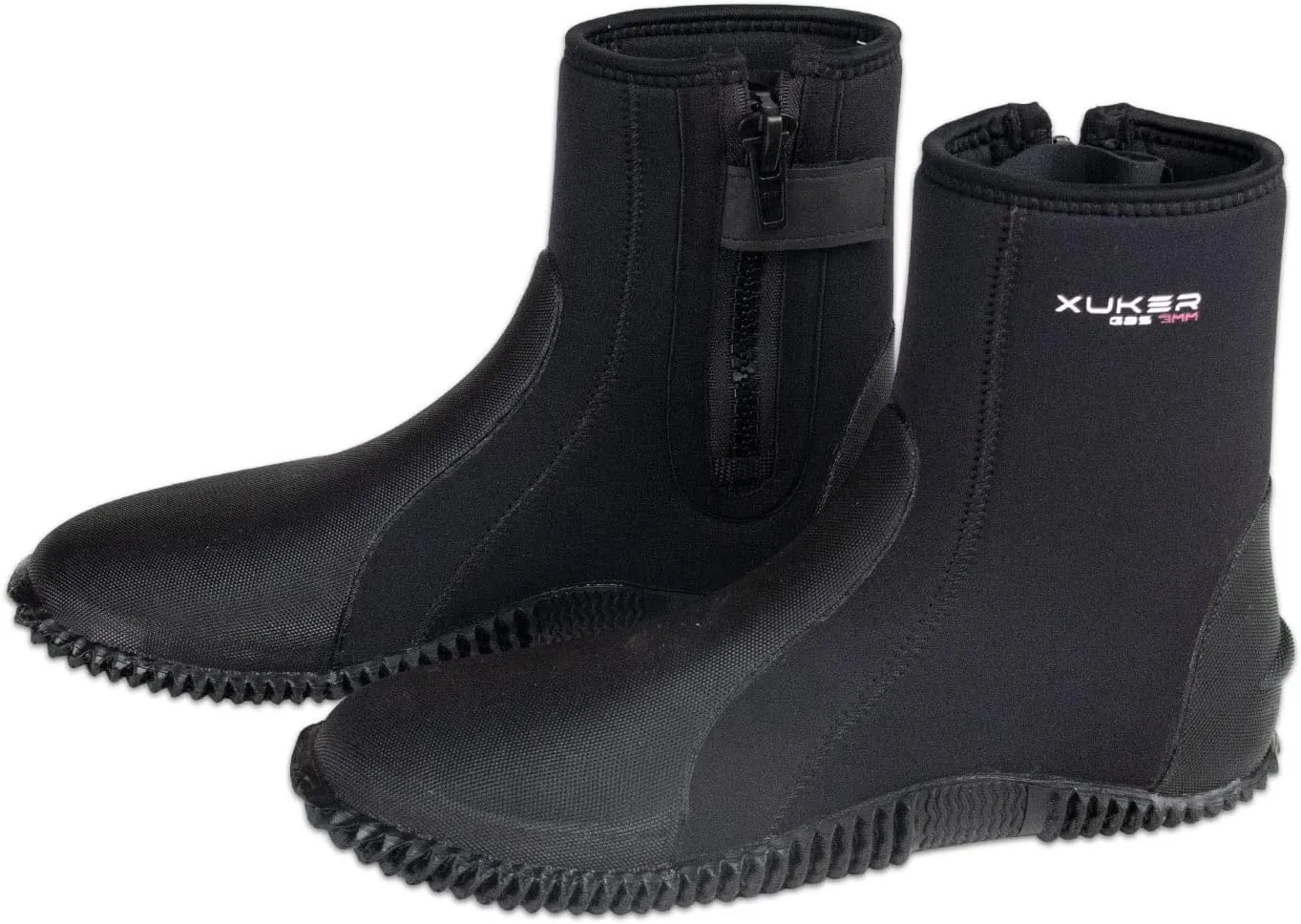 XUKER Neoprene Diving Boots, 3mm 5mm Water Shoes Glued Blind Stitched Wetsuit Booties Adult Men Women with Anti-Slip Rubber Sole Side Zipper