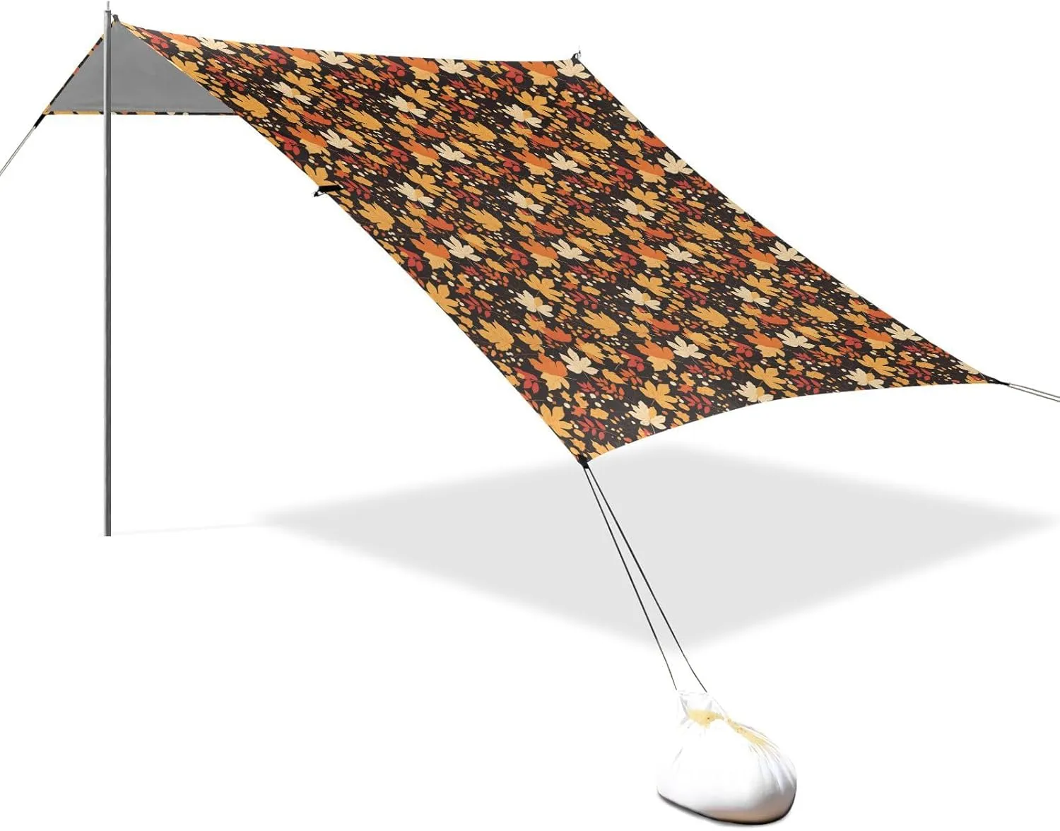 Yellow Red Maple Leafs Foldable Beach Cabana UPF50  Protection Easy Setup Large Portable Sun Shelter with Carrying Bag for Family Trips, Picnics & Camping