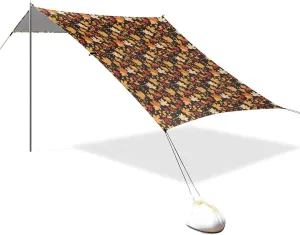 Yellow Red Maple Leafs Foldable Beach Cabana UPF50  Protection Easy Setup Large Portable Sun Shelter with Carrying Bag for Family Trips, Picnics & Camping