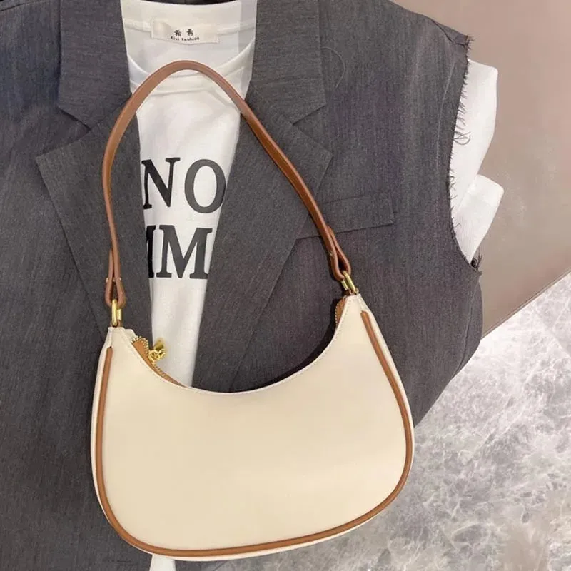 Yogodlns Trendy New Underarm Bag For Women PU Leather Shoulder Bag Vintage Dumpling Bag Designer Girls Portable Handbag Totes