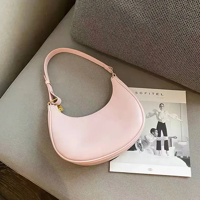 Yogodlns Trendy New Underarm Bag For Women PU Leather Shoulder Bag Vintage Dumpling Bag Designer Girls Portable Handbag Totes