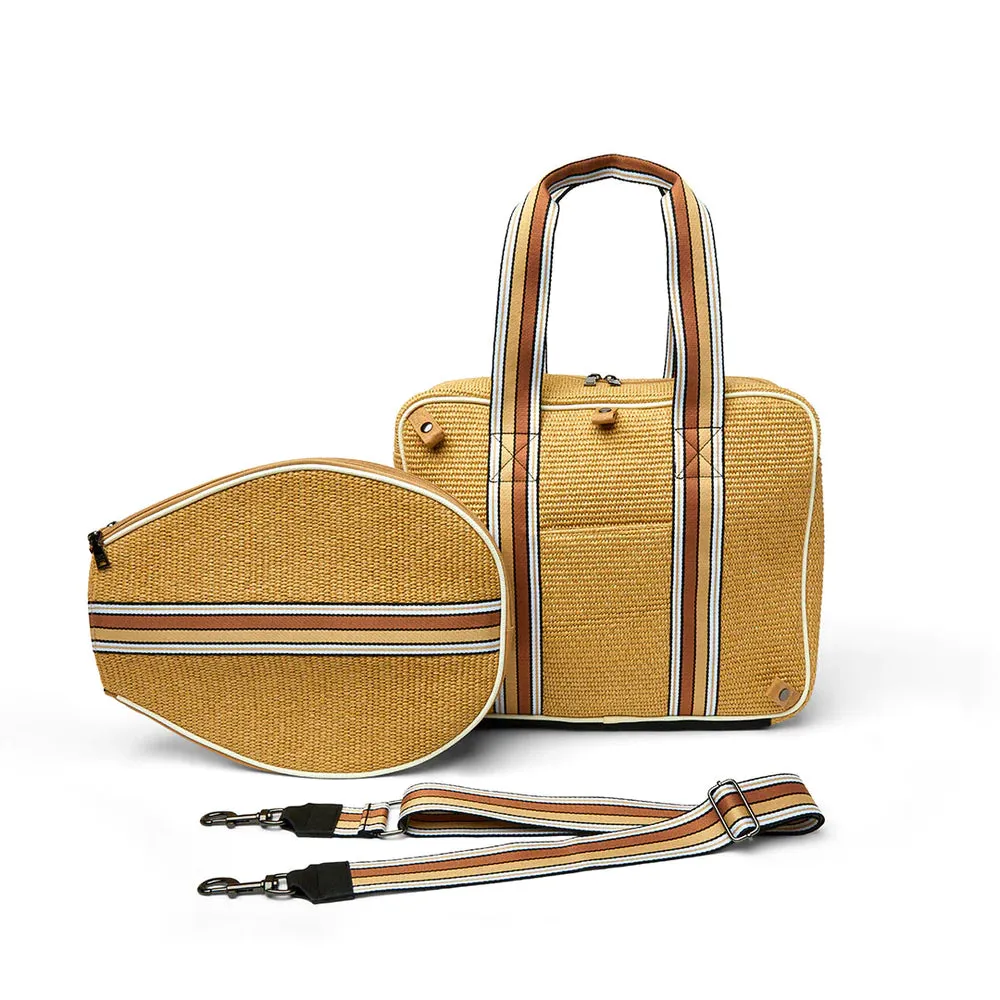 YOU ARE THE CHAMPION TENNIS BAG - Dune Raffia
