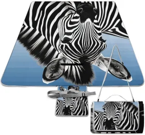 Zebra Picnic Blanket Outdoor, Oversized Beach Blanket, Foldable Lightweight Waterproof Sand Cushion Suitable for Beaches, Camping Grasslands Mat