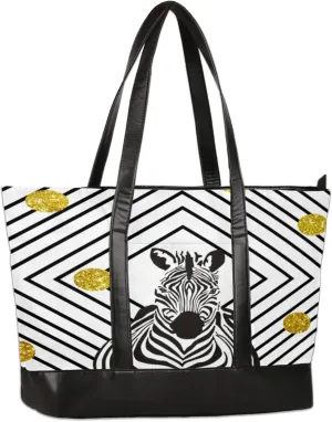 Zebras Dot Rhombus Laptop Tote Bag for Women Lightweight Work Purse with Multiple Compartments Fits 13-15.6 Inch Laptop Tablet Shoulder Bag for Office Travel Daily Use