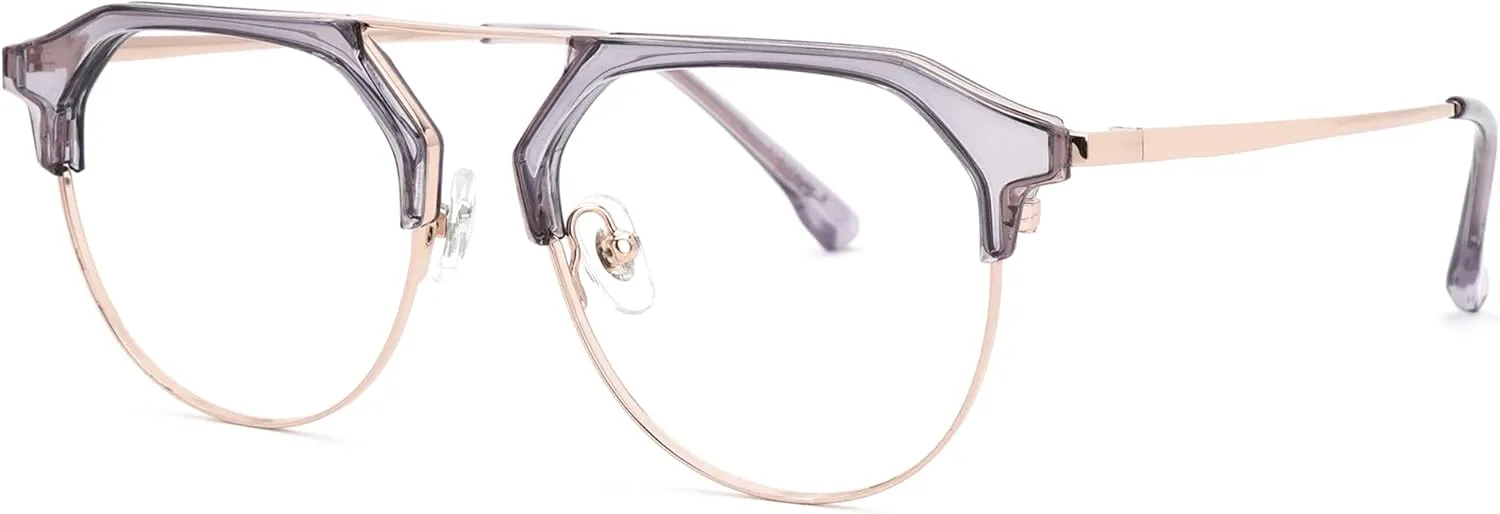 Zeelool Semi-Rimless Eyeglasses Aviator Mixed Blue Light Blocking Glasses for Women Ann TX536598