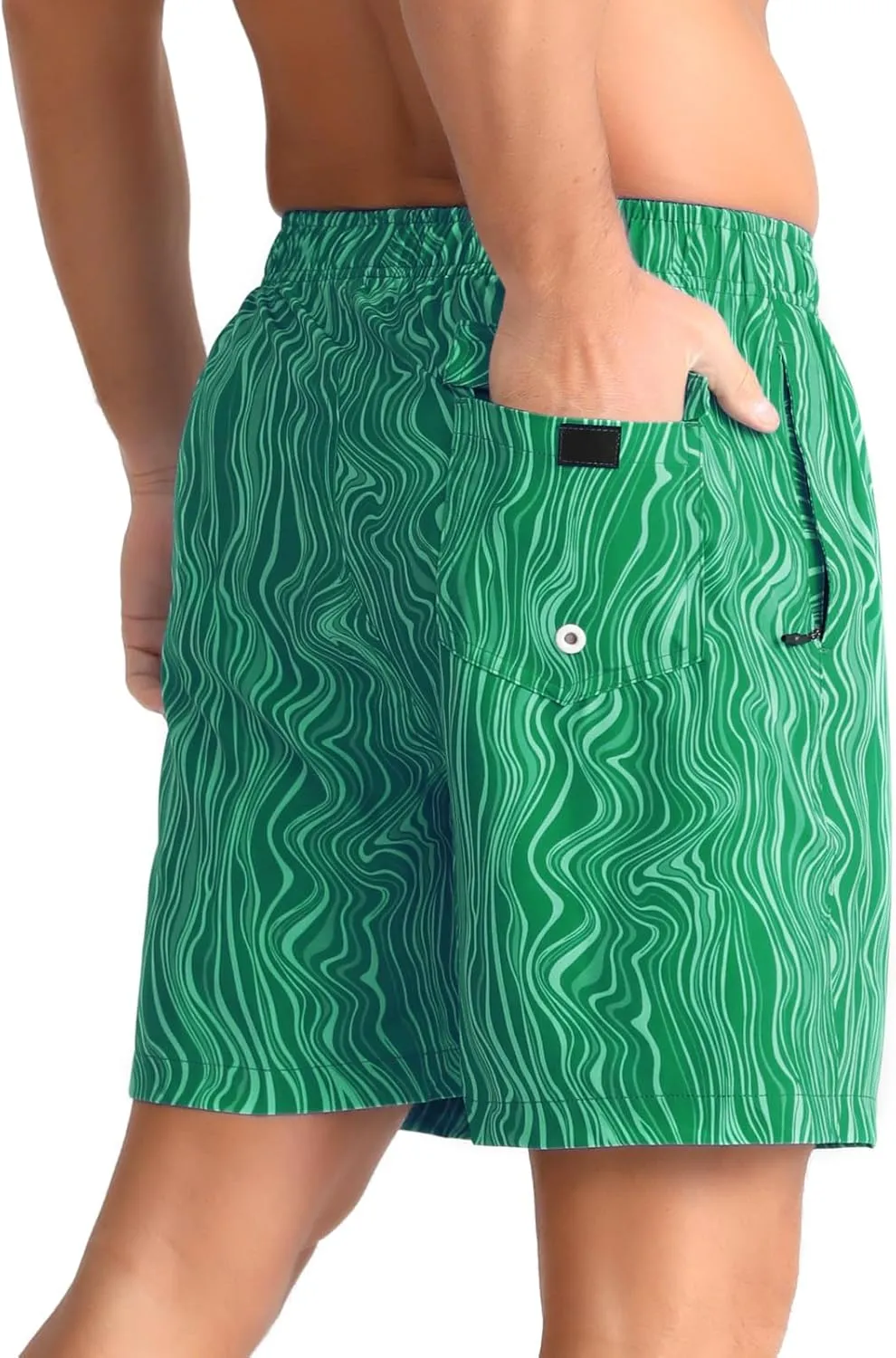 zeetoo Mens Swim Trunks with Compression Liner 5" Inseam Quick Dry Beach Shorts with Zipper Pockets