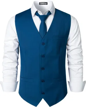 ZEROYAA Men's Hipster Urban Design 3 Pockets Business Formal Dress Vest for Suit Tuxedo